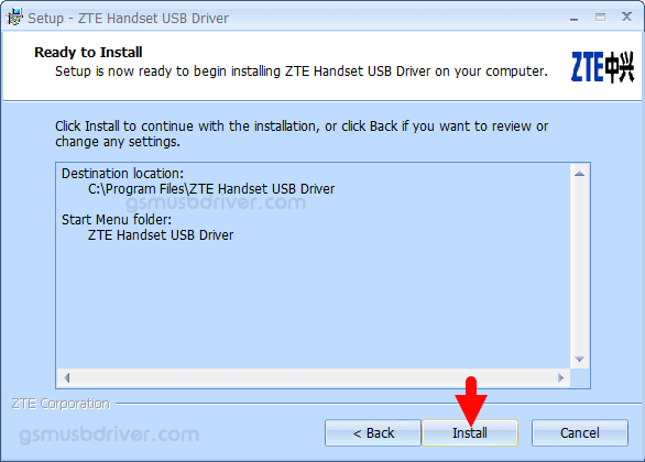 ZTE Handset USB Driver v5.2066.1.8 Install
